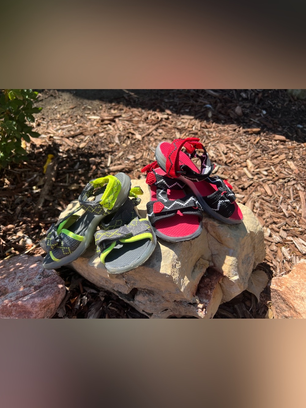 TWO pairs Carter's Red and Green Kids Sport Sandals like NEW condition